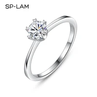moissanite engagement ring women classic 0 5ct 14k white gold plated certified round brilliant lab diamonds wedding rings
