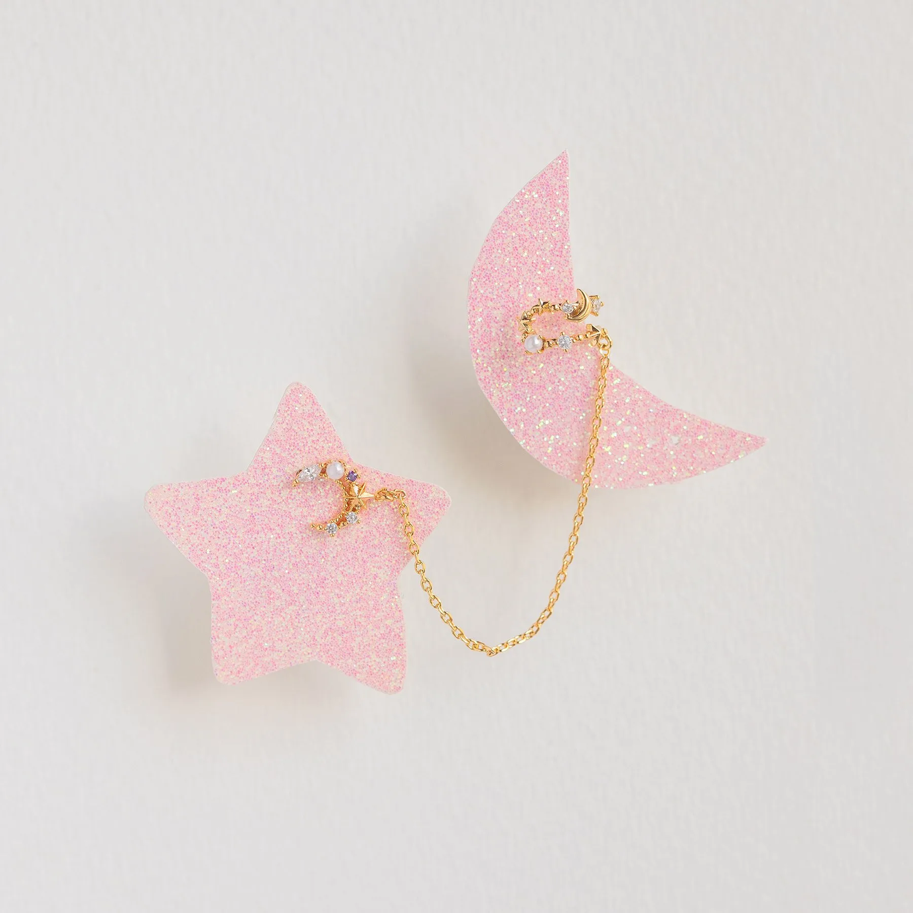 New Ins Star Moon Zircon Stud Earring For Women Cute Gold-plated Personality Tassel Ear Clips Earrings Fashion Aesthetic Jewelry