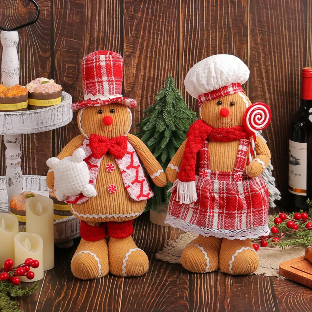Большие стоячие рождественские гномы Имбирные пряники плюшевые с выдвижными