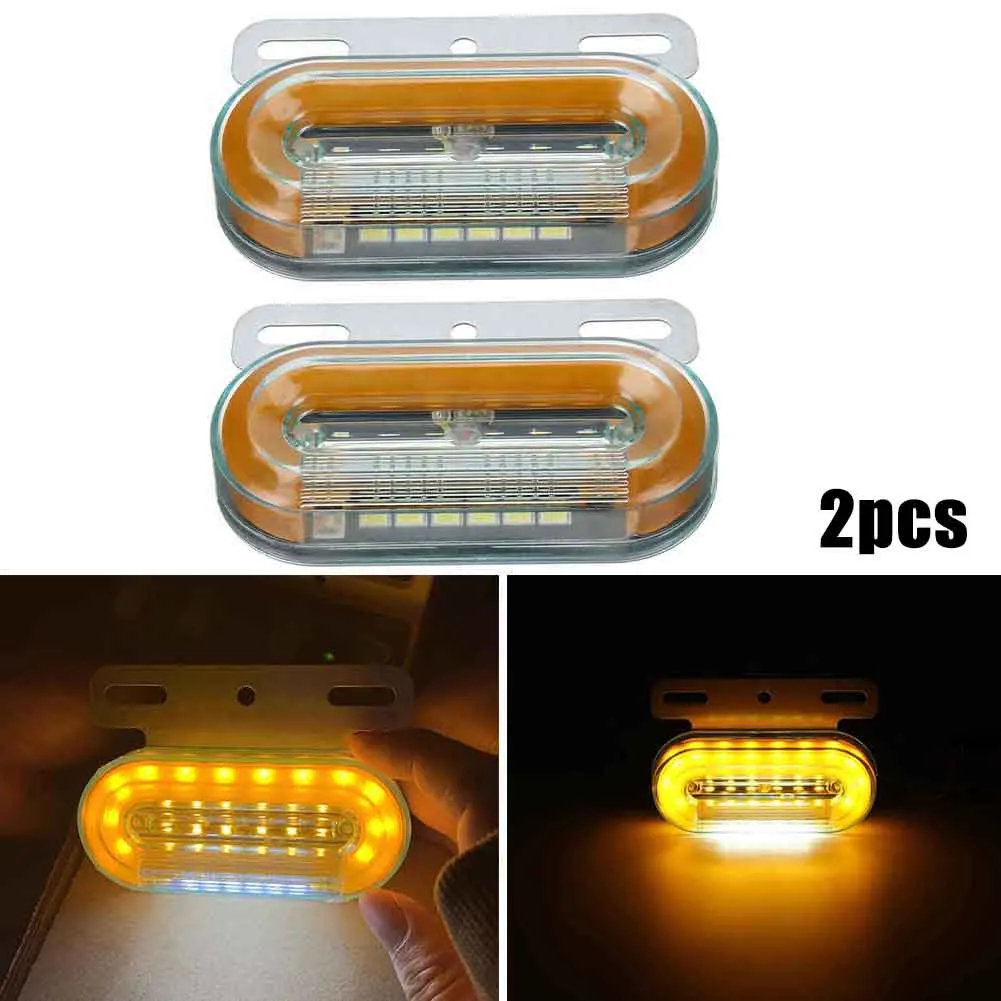 

2X 12V -24V Car Truck Side Marker Light 6000K Dynamic LED Yellow Trailer Lorry Van Bus Caravan For Car Lights Accessories