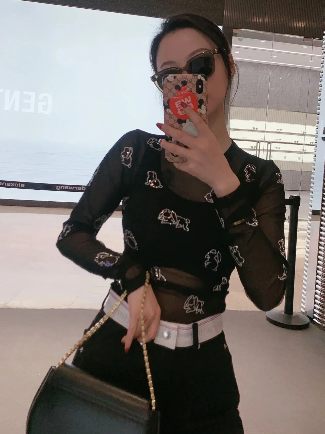 

Новинка 2023, Ранняя весна, футболка с длинным рукавом и сетчатым кроликом