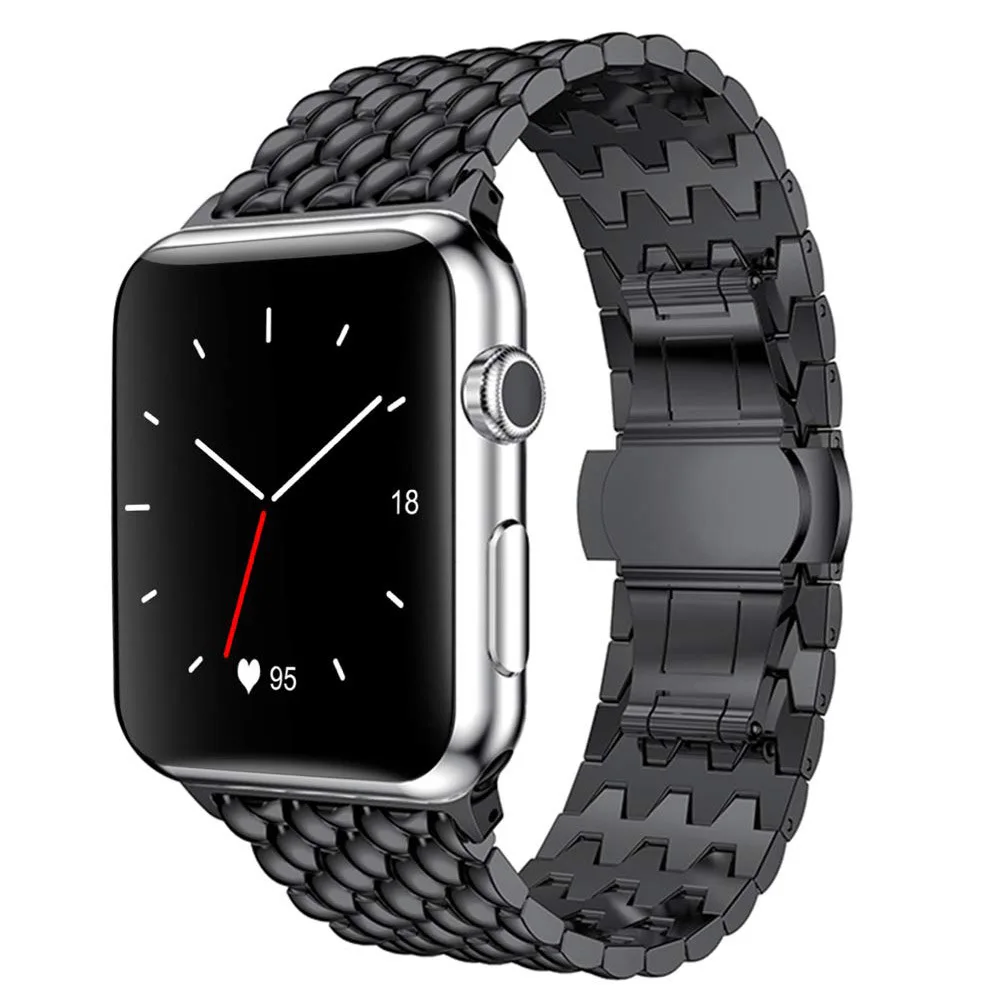 

Metal Strap for Apple Watch Bang 38mm 42mm 40mm 44mm 41mm 45mm Butterfly Buckle Seven Beads iWatch Series 7 6 5 4 3 2 1 SE
