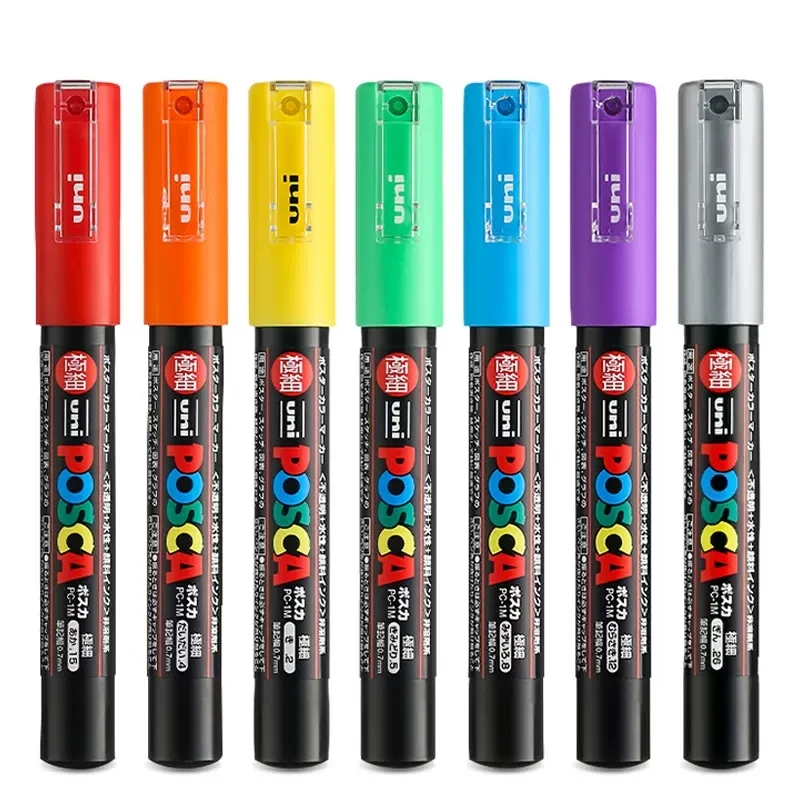 

PC-1M Uni Posca Paint Marker Japan Mitsubishi Poster Art Pens, Extra Fine Point Mаркери Including Single/Set Stationery Supplies