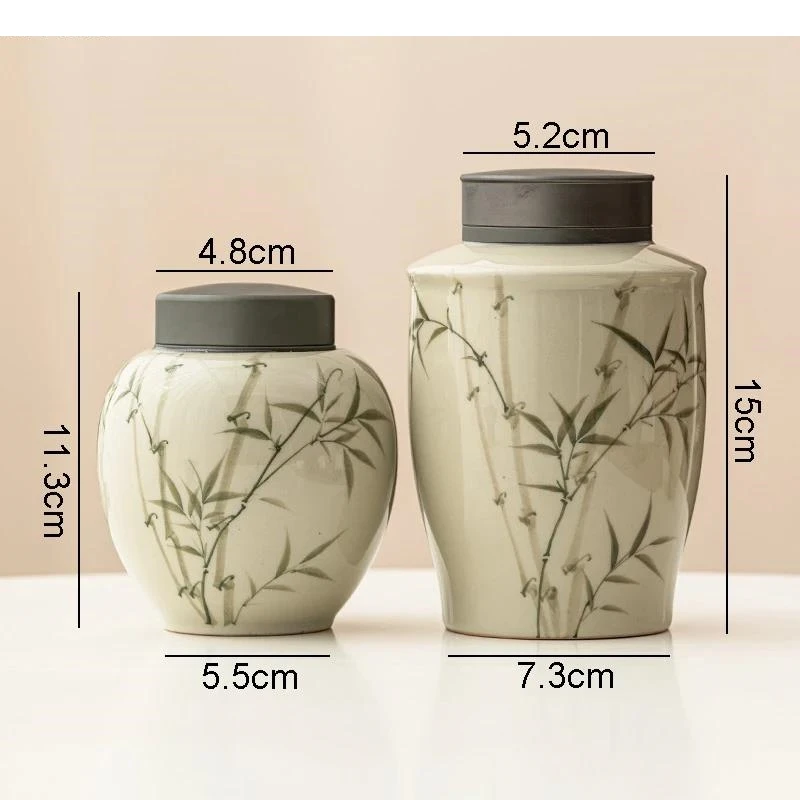 Ручная работа керамическая банка для чая с листьями бамбука крышка из сплава