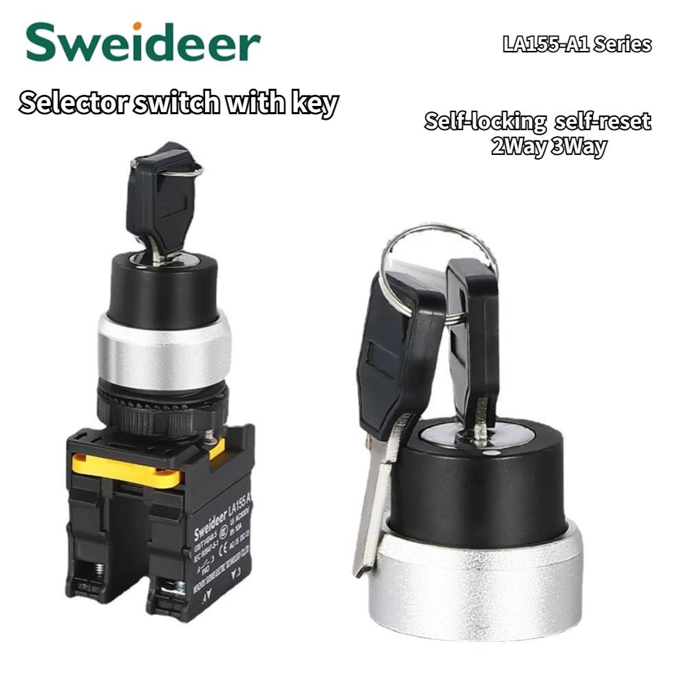 

Rotary Knob Switch 2 Position 3Position Momentary Latching Transfer on Off Switch 22mm with Key Micro Switch 1NO1NC Power Switch