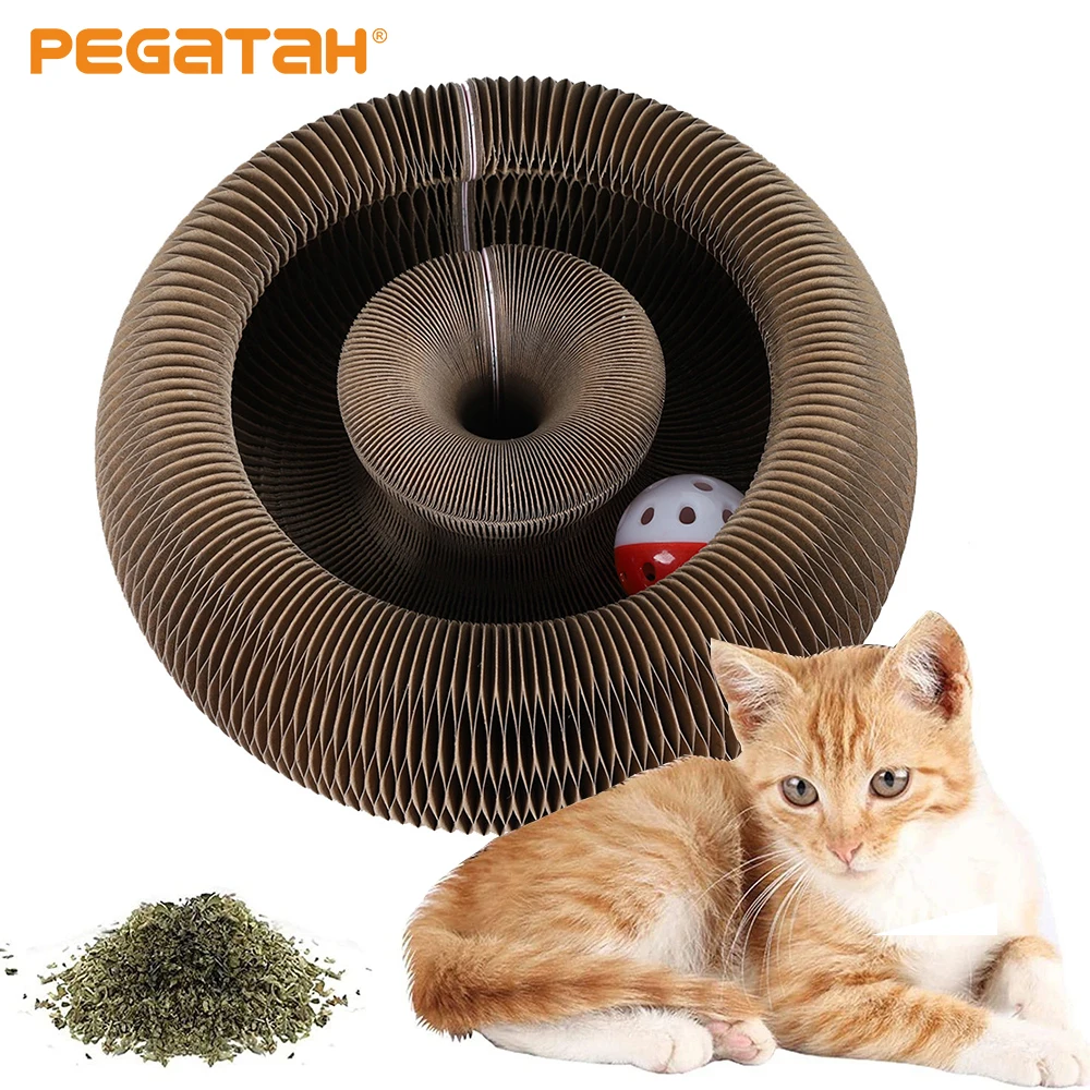 

Cat Scratch Organ Board Cat Toy with Ball Cat Grinding Claw Cat Climbing Frame Kitten Round Corrugated Cat Scratching Toy