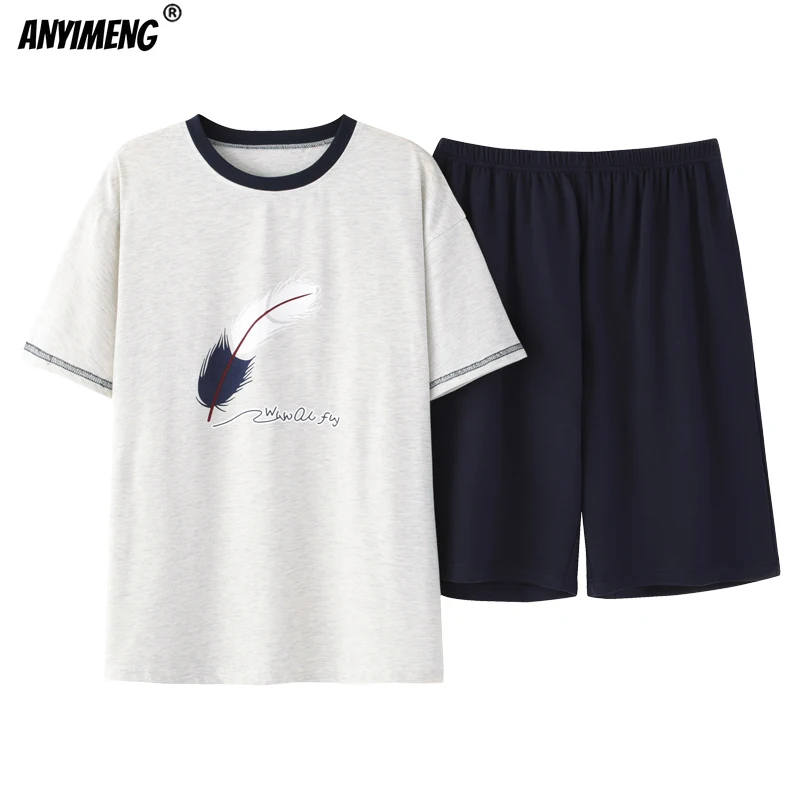 Пижама мужская хлопковая в клетку Модная стильная короткая для отдыха домашняя