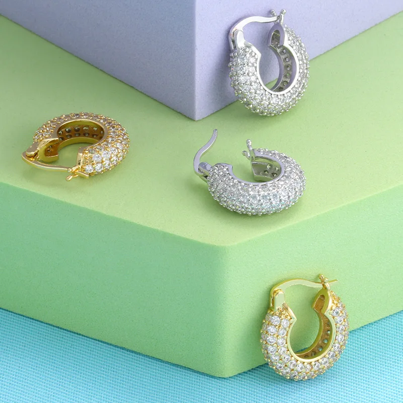 

Fashion Cubic Zircon Circle Hoop Earrings for Women Luxury Statement Gold Color Earrings 2022 Girl Wedding Party Jewelry Gift