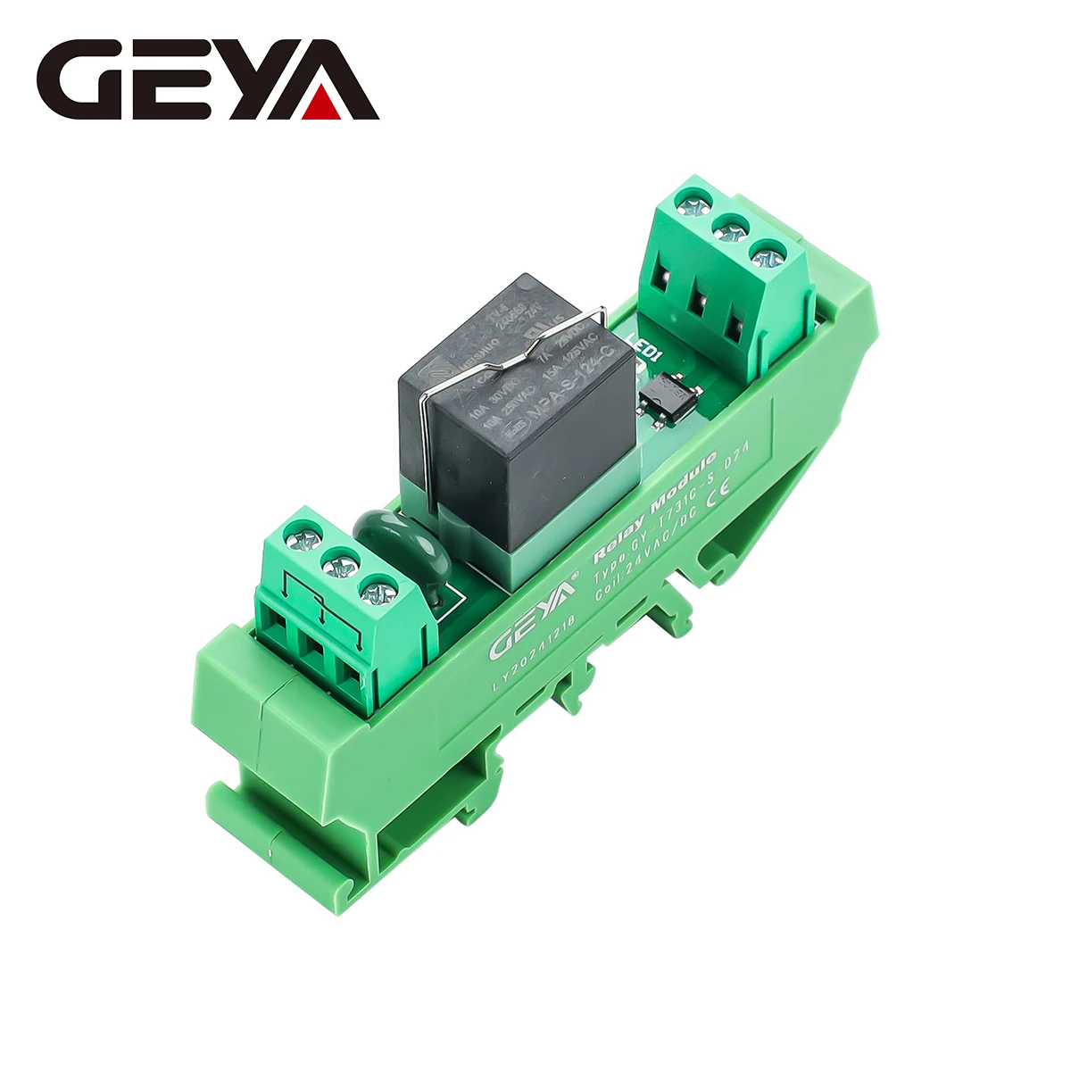 GEYA GY-T731C-S 12 В 24 В 110 В 220 В переменного/постоянного тока 1 NO и NC Независимый съемный релейный модуль Субминиатюрный релейный модуль Монтируемый на DIN-рейку