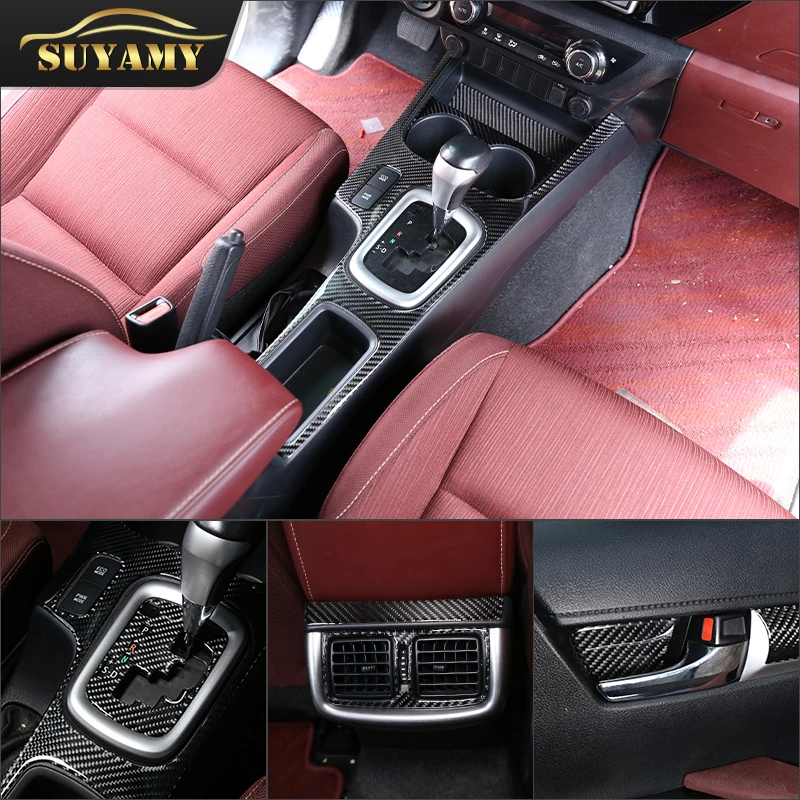

For Toyota Hilux 2015-2021 Car Center Console Gear Shift Frame Panel Sticker Soft Carbon Fiber Trim Strips Interior Accessories