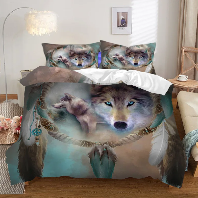 

3D Animal Duvet Cover Dolphin Penguin Wolf Giraffe Bedding Set Wildlife Style Comforter Cover for Boys Girls Kids Teen