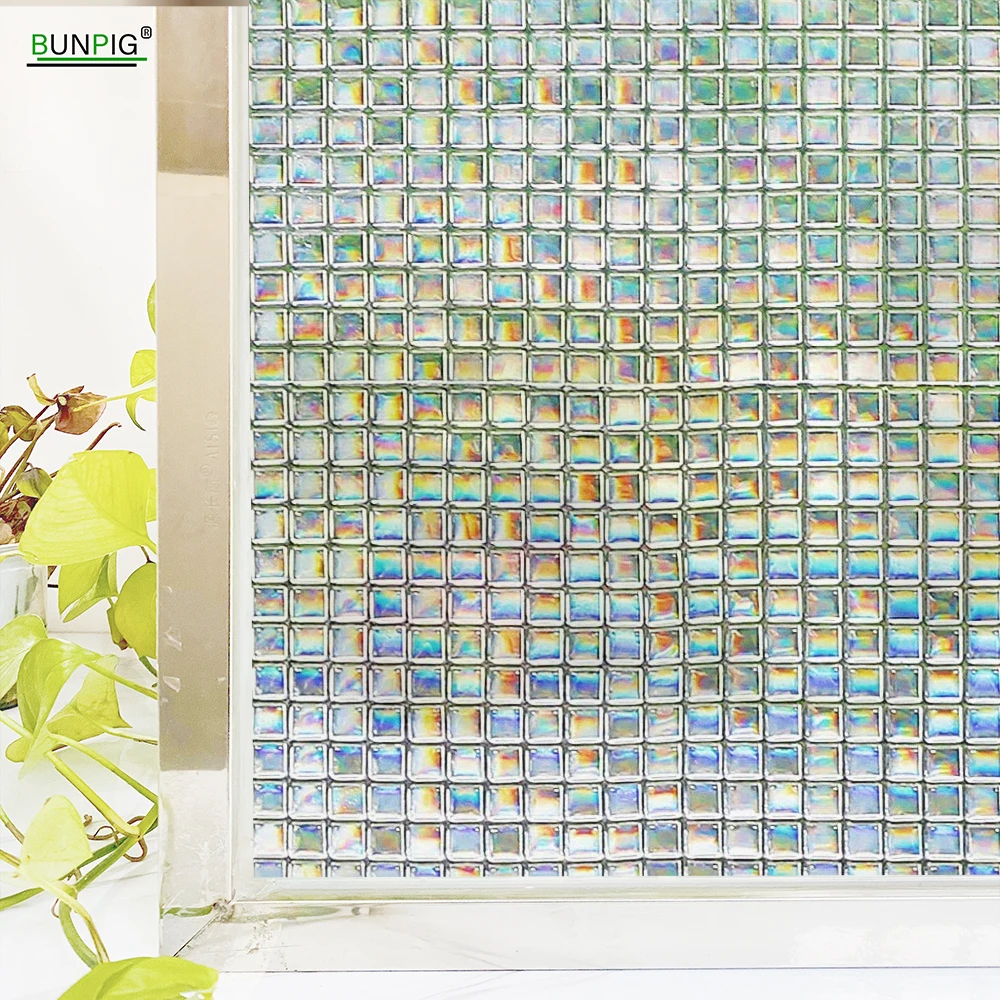

BUNPIG Privacy Window Film Vinyl Frosted Glass Film Stained Static Glass Clings Non-Adhesive Window Stickers for Home Bathroom