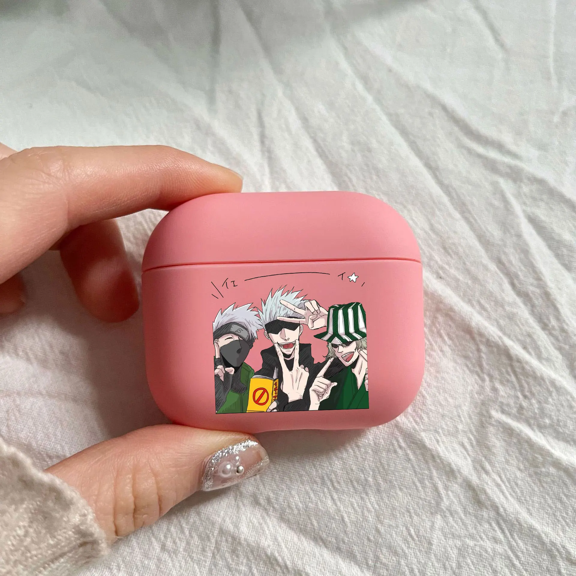 

Cool Japanese Cartoon Anime Pink Soft Silicone Apple Wireless Bluetooth Headset Case Suitable for AirPods1 2 3 Pro