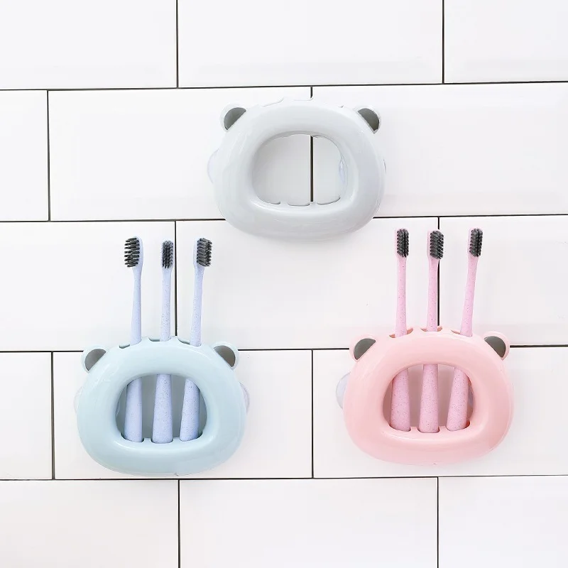 

Wall Suction Toothbrush Holder Bathroom Cartoon Toothbrush Toothpaste Holder Rack Container Organizer Bathroom Accessories