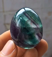 48mm natural polished green purple fluorite quartz crystal egg shaped healing fluorite egg base