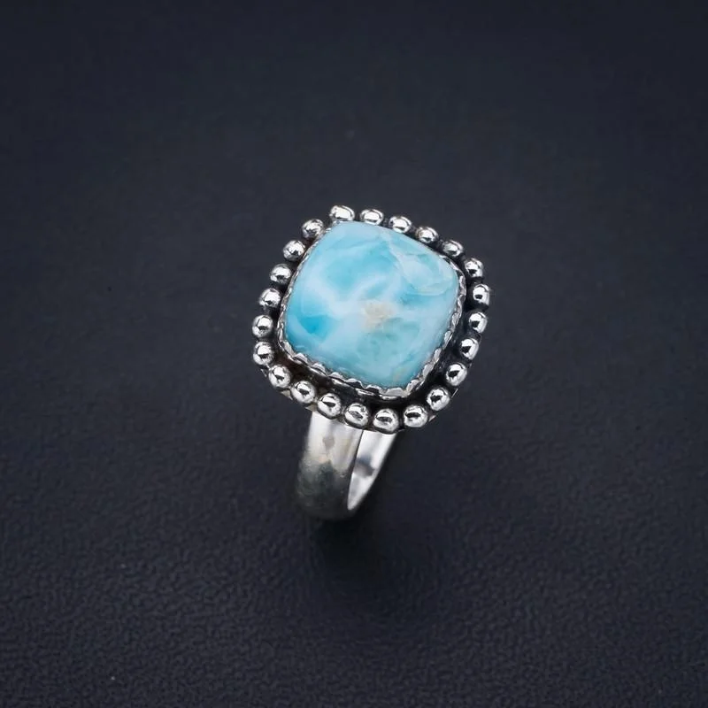 

StarGems Natural Larimar Handmade 925 Sterling Silver Ring 7.25 F1556