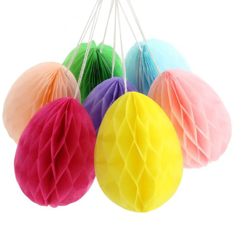 

2023 Easter Egg Honeycomb Decorative Articles Color Egg Paper Honeycomb Ball Happy Easter Party Decoration For Home