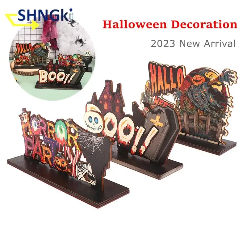 

Wooden Halloween Decoration Pumpkin Ghost Trick or Treat Pendants Halloween Party Ornaments Festival Party Dining Table Decor