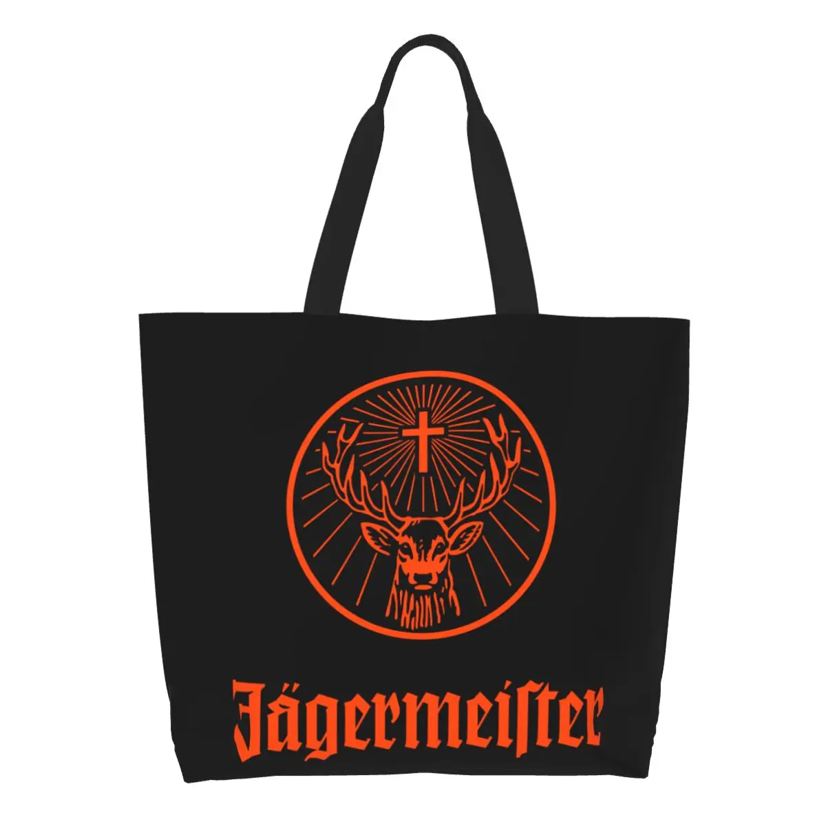 

Recycling Jagermeister Shopping Bag Women Shoulder Canvas Tote Bag Durable Groceries Shopper Bags