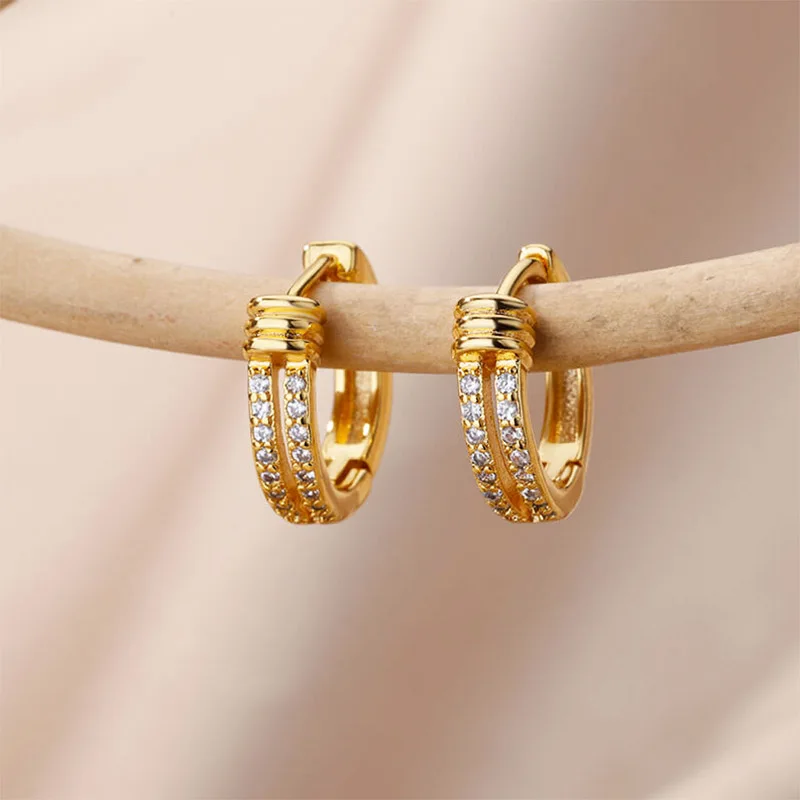 

Zircon Irregular Circle Earrings For Women Mini Stainless Steel Geometric Circle Earring Wedding Party Jewelry Gift aretes mujer