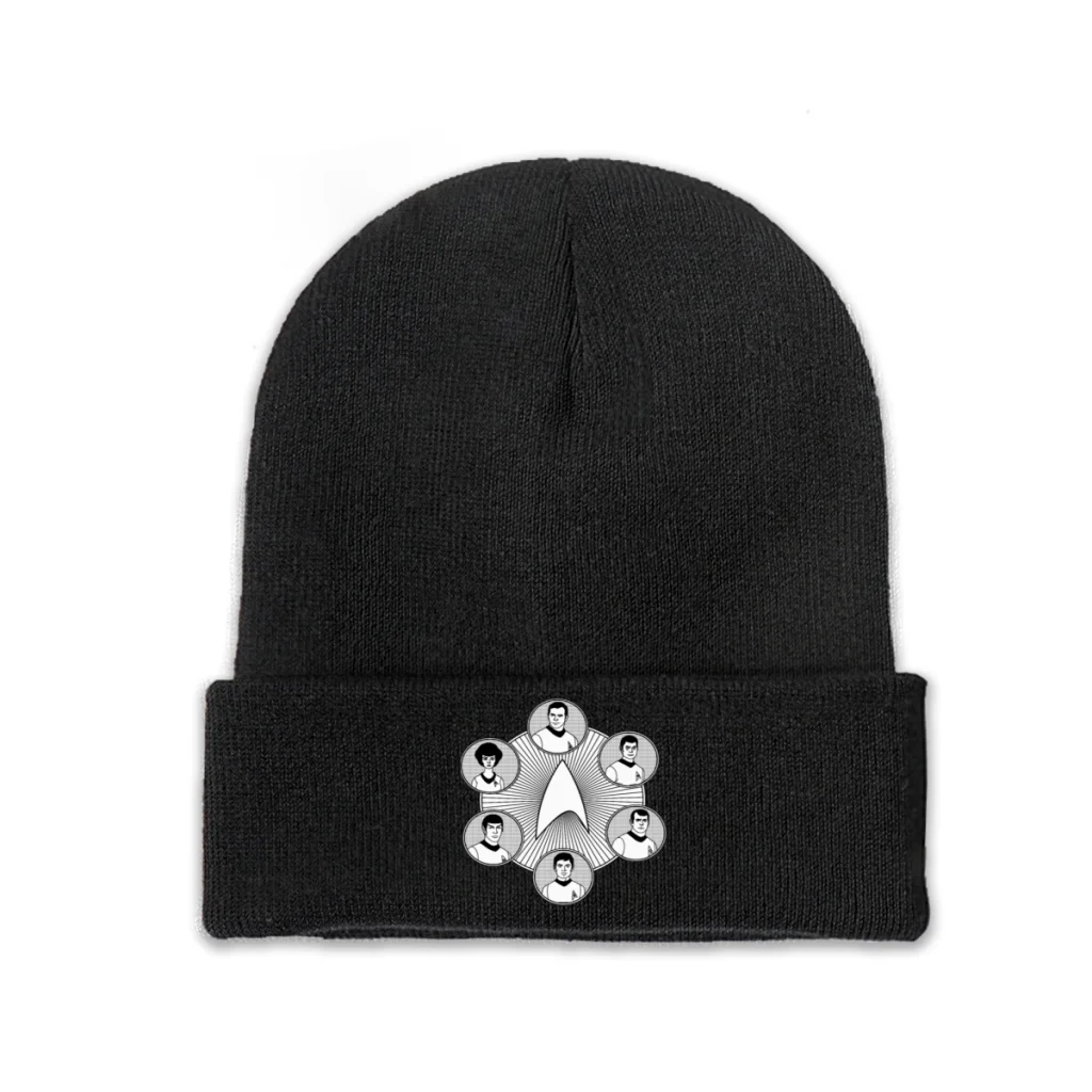 

Star Trek Trekkers TOS Space Film Skullies Beanies Caps Circle Portrait Collage Knitted Winter Warm Bonnet Hats Unisex Ski Cap
