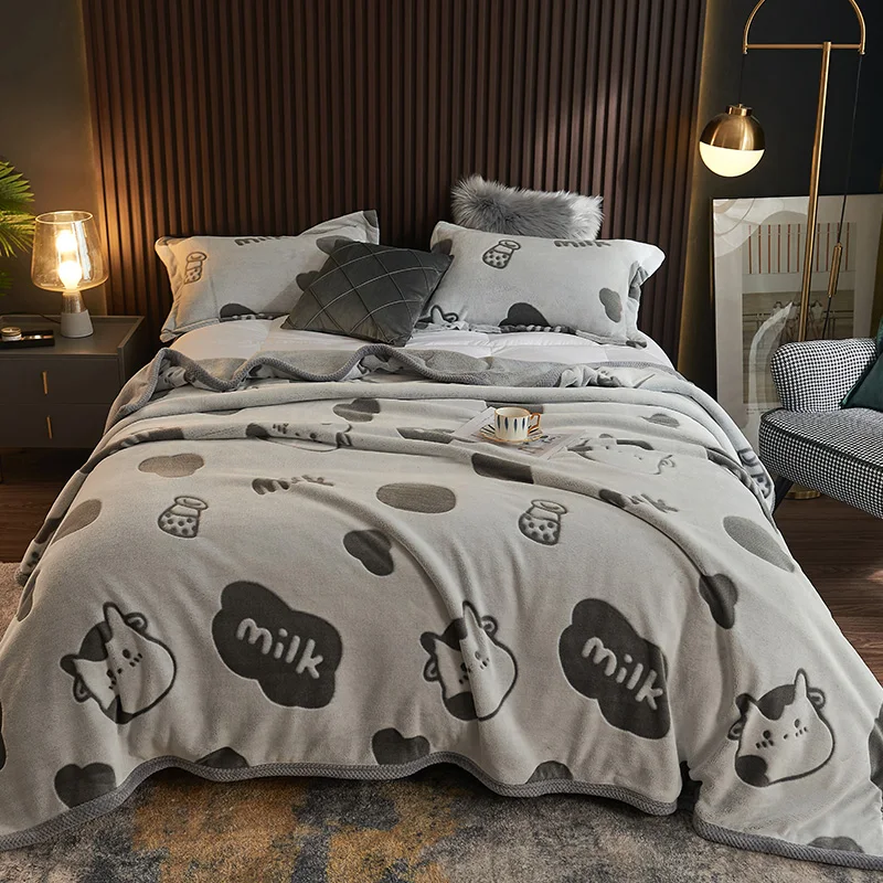 

Утолщенное фланелевое одеяло большого размера, покрывало на кровать в простом стиле, 150x200 клетка для автомобильного сна, теплая шаль (без наволочки