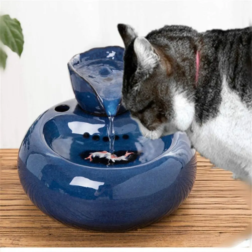 Fuente eléctrica de cerámica para gatos y perros, bebedero automático, dispensador de agua, productos para mascotas, cuenco de comida