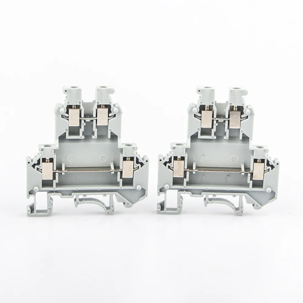 UKK-3 Din Rail Terminal Block Mount Screw Connection Electrical Double Levels Wire Conductor 10pcs Distribution