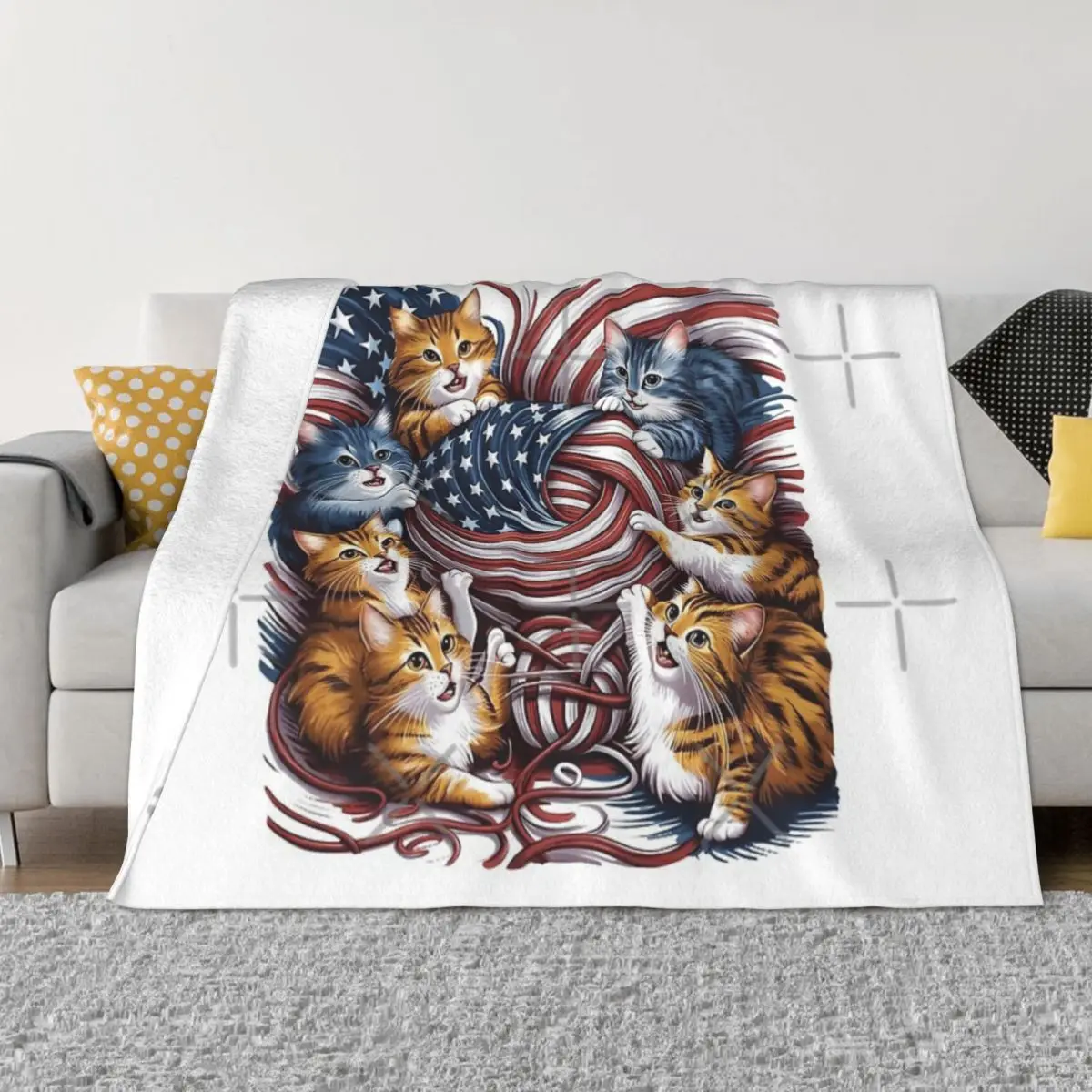 Покрывало с изображением лап и флага 0007 покрывало на кровать гостиную размер Queen