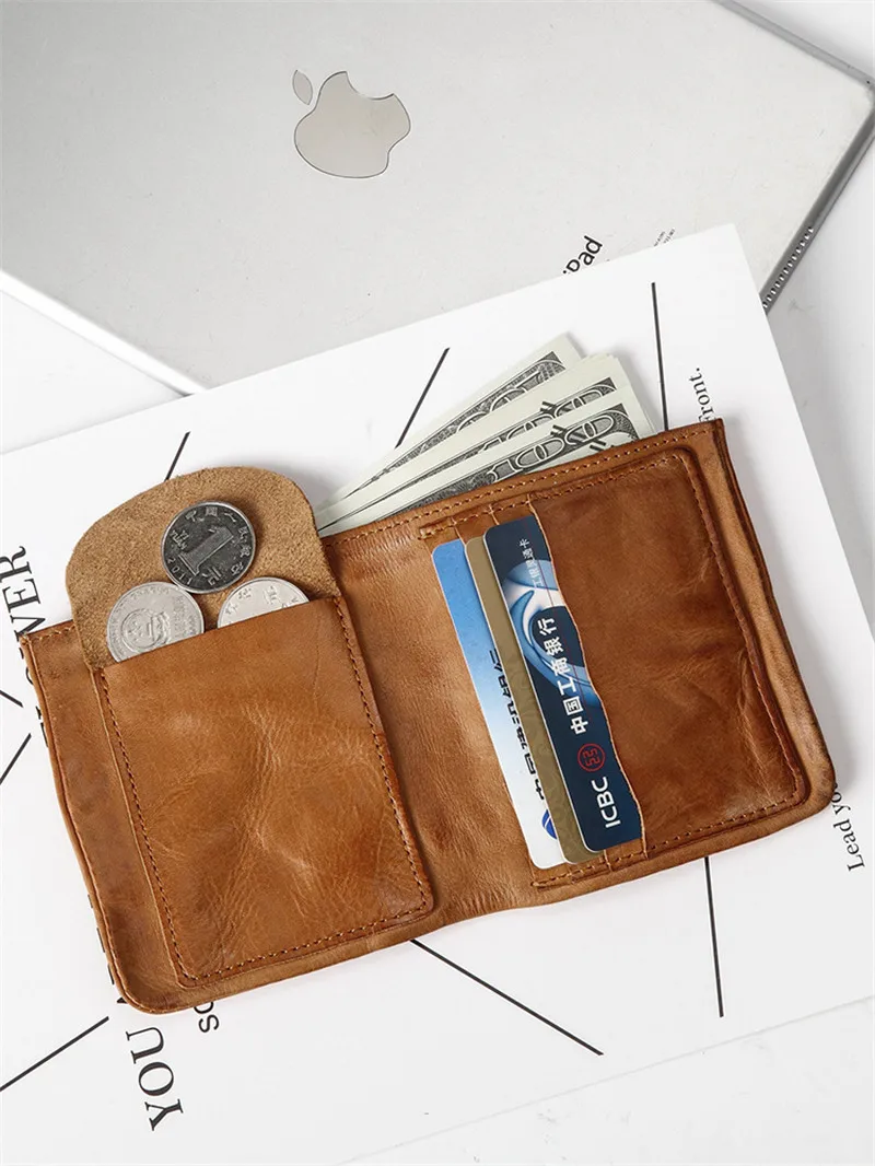 Handmade trend men's women's genuine leather small coin purse fashion vintage soft cowhide luxury thin teen card holder wallets