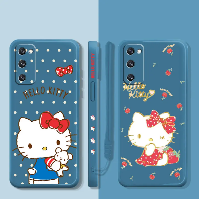 

Liquid Candy Case For Samsung Galaxy S22 S21 S20 FE Ultra S10 S9 S8 Plus S10e Note 20 10 Lite Hello Kitty Pink Red Bow