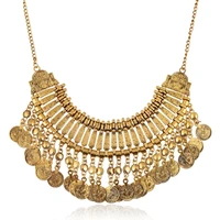 women indian jewelry retro gold color gypsy necklace choker coin tassel statement necklace afghan turkish