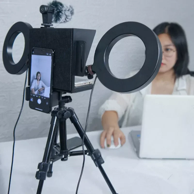 

Teleprompter Portable Inscriber Mobile Teleprompter Artifact Video With Remote Control for Phone and DSLR Recording