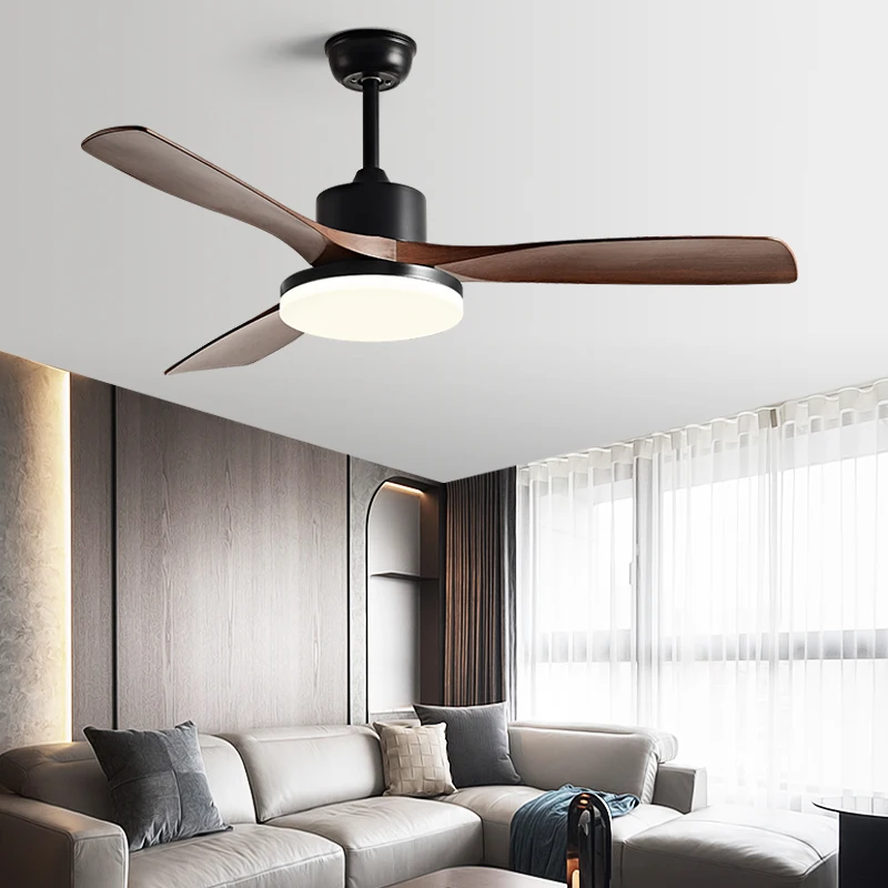 

Art Led Chandelier Pendant Lamp Ceiling Fan Light 52Inch Modern Simplicity Black Remote Control Restaurant Living Room