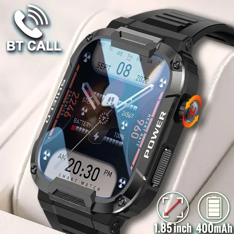 

Прочные Военные Смарт-часы для мужчин для Android IOS Ftiness часы Ip68 Водонепроницаемые 1,85 дюйма AI голосовые Bluetooth-звонки Смарт-часы 2023