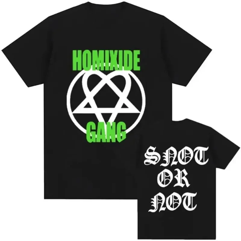 Фото Футболка Rapper homixide с графическим принтом, модная футболка унисекс в стиле хип-хоп, мужские повседневные хлопковые футболки оверсайз с коротким рукавом №3