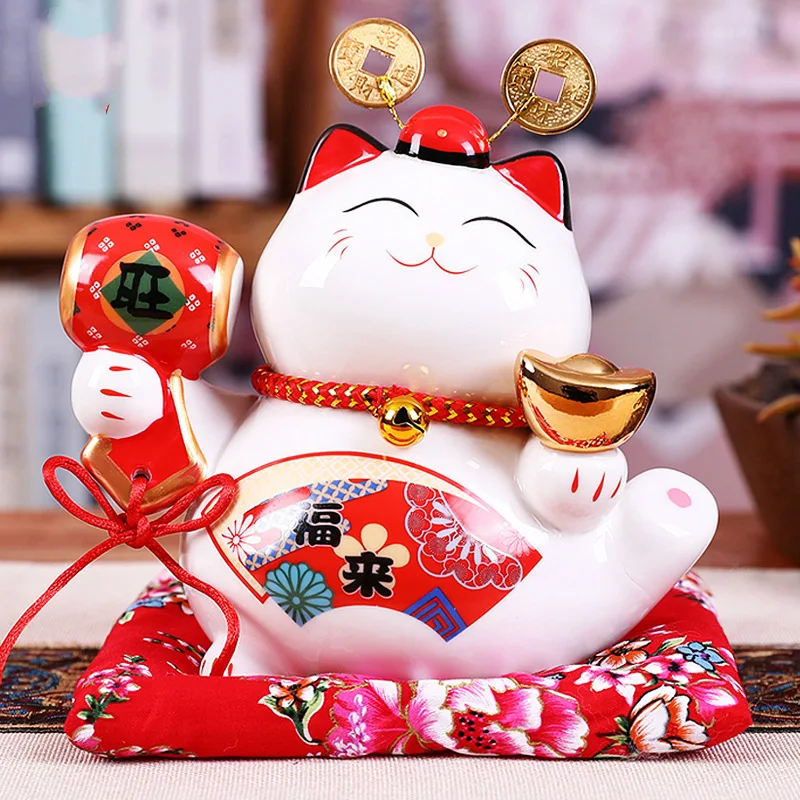 

6 inch lucky cat ornaments wholesale ceramic lucky cat piggy bank home crafts living room decoration ornaments