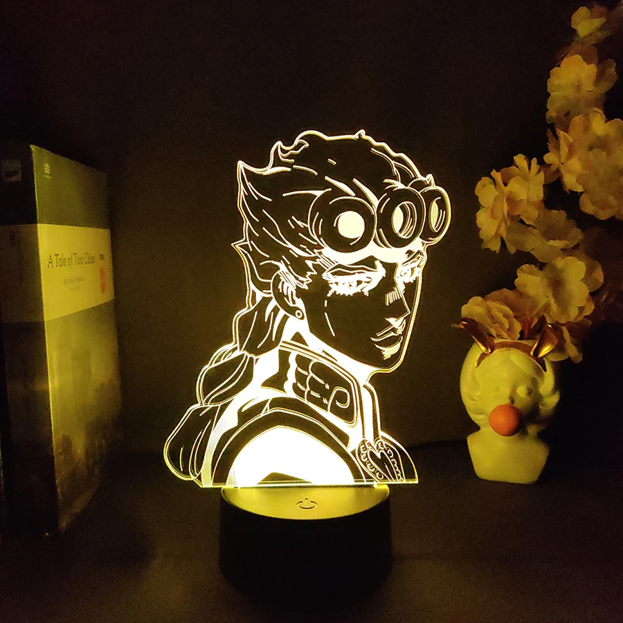 

LED Anime Light JoJo Bizarre Adventure Figure Giorno Giovanna Figurine Bedroom Decor Lights Birthday Gift 3D Manga Art Deco Lamp