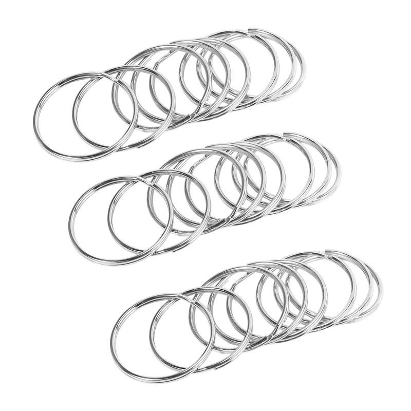 

30X Quality 50Mm Keyring Split Ring Set Heavy Duty Large Nickel Key Loop Sprung Hoop