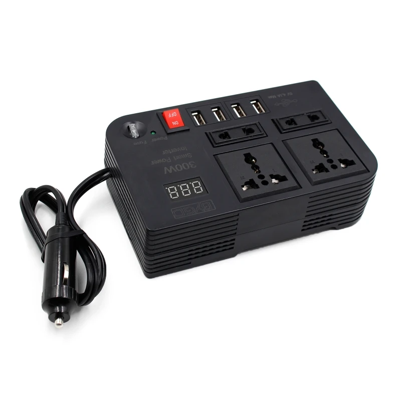

T8WC 300W 12V DC to 220V AC Car Power Inversor Charger 4USB Smart Voltage Monitor