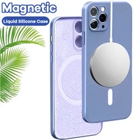 for magsafe magnetic wireless charging phone case for iphone 11 12 13 pro max mini x xr xs max se 7 8 plus liquid silicone cover