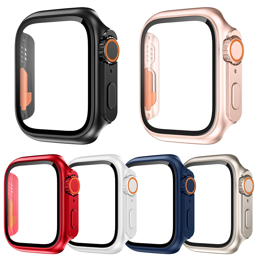 

Защитная пленка для экрана, внешний вид для Apple Watch 8, Обложка серии 7, 6, SE, 5, 4, корпус из поликарбоната, обновленный внешний вид, Ультратонкий бампер 49 мм, 41 мм, 45 мм, 40 мм, 44 мм