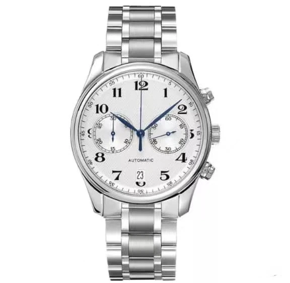 

New Mens Automatic Mechanical Watch Stainless Steel Bracelet White Number Dial Sapphire Calendar