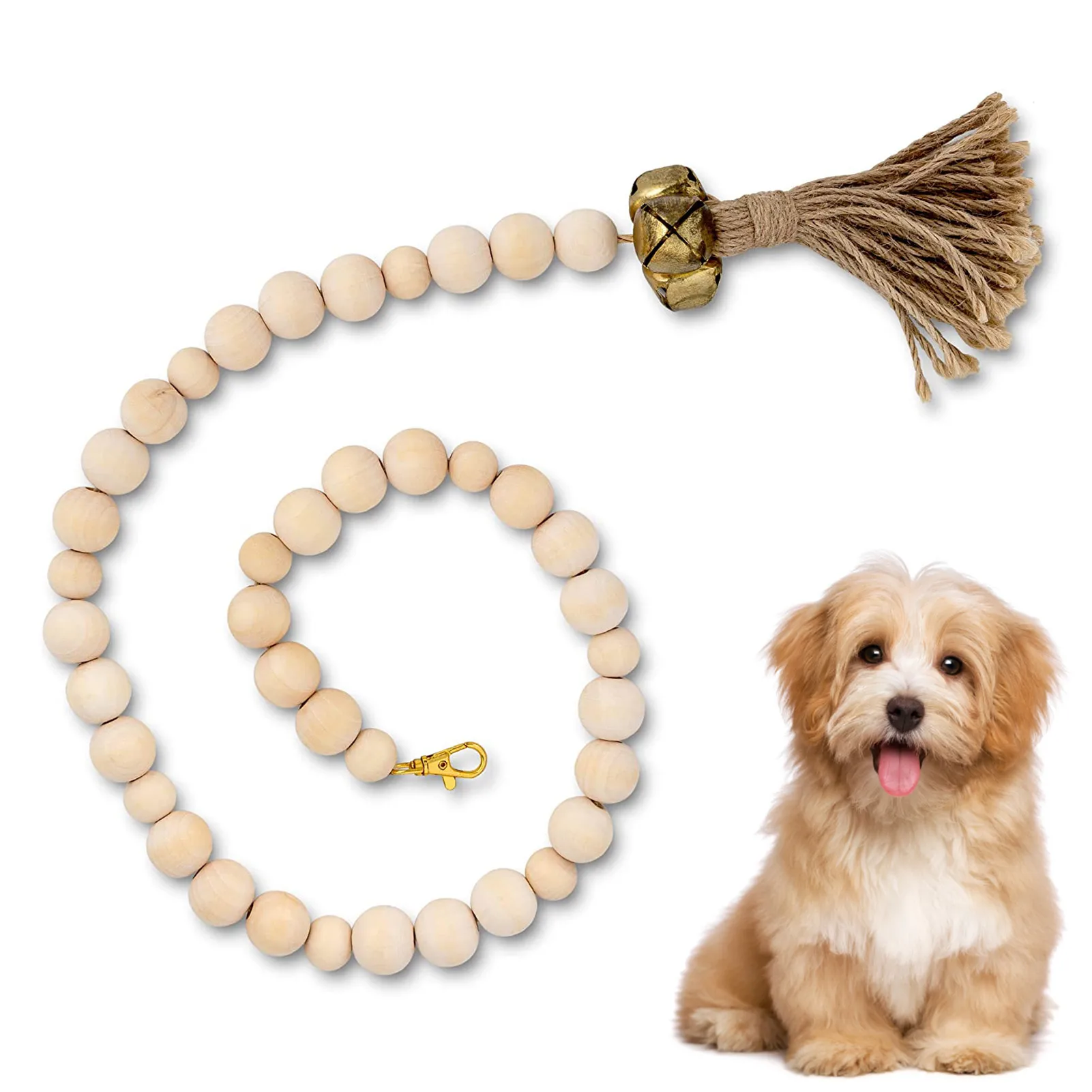 

Potty Training Doorbell Adjustable Door Bell Adjustable Dog Door Bells Dogs Puppies Training For Beginners Wooden Beads / Woven