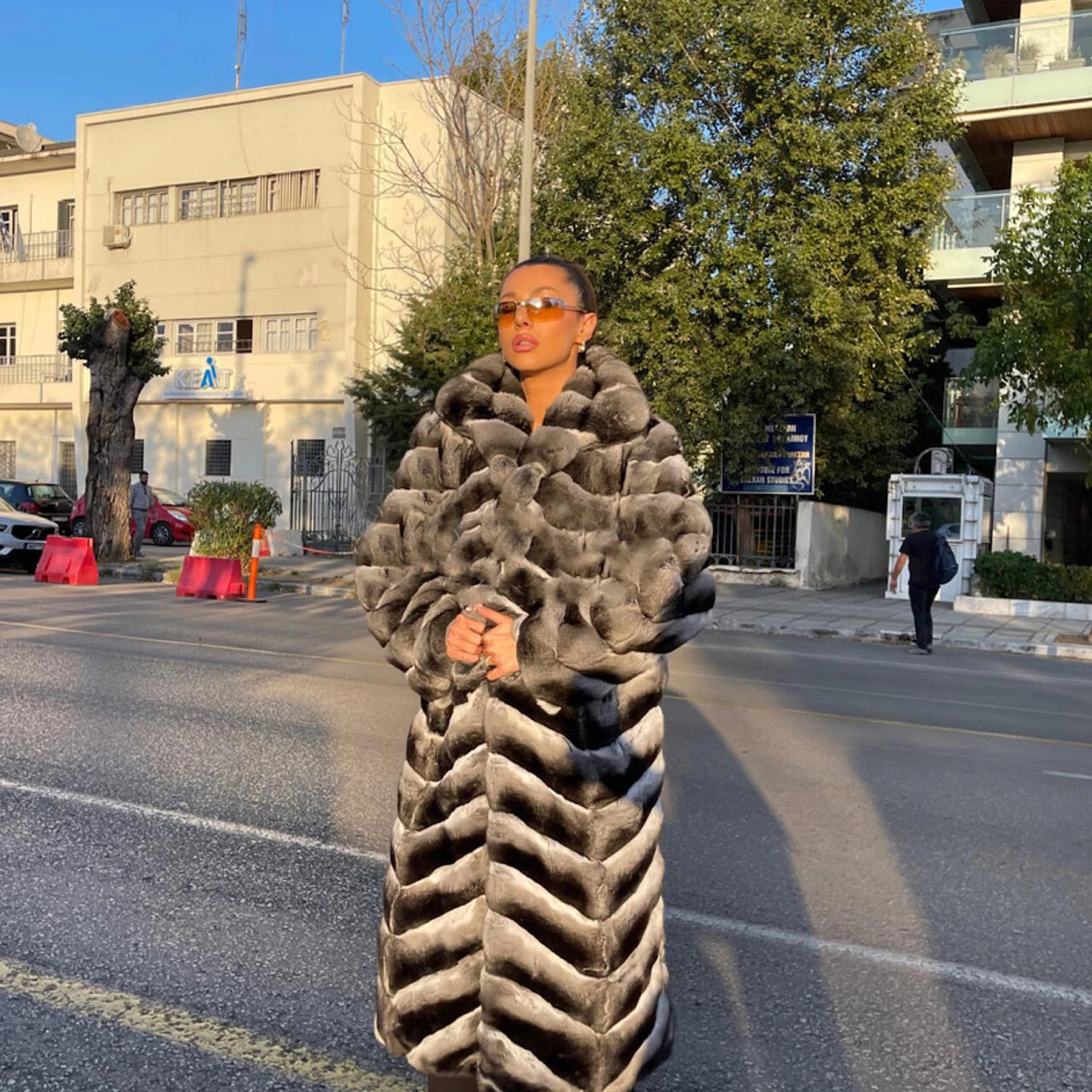 Длинные шубы из натурального меха кролика рекс шишиллы длиной 110 см с отложным