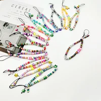 fashion diy mobile phone lanyard acrylic soft pottery beaded mobile phone chain ladies girl anti lost lanyard accessories