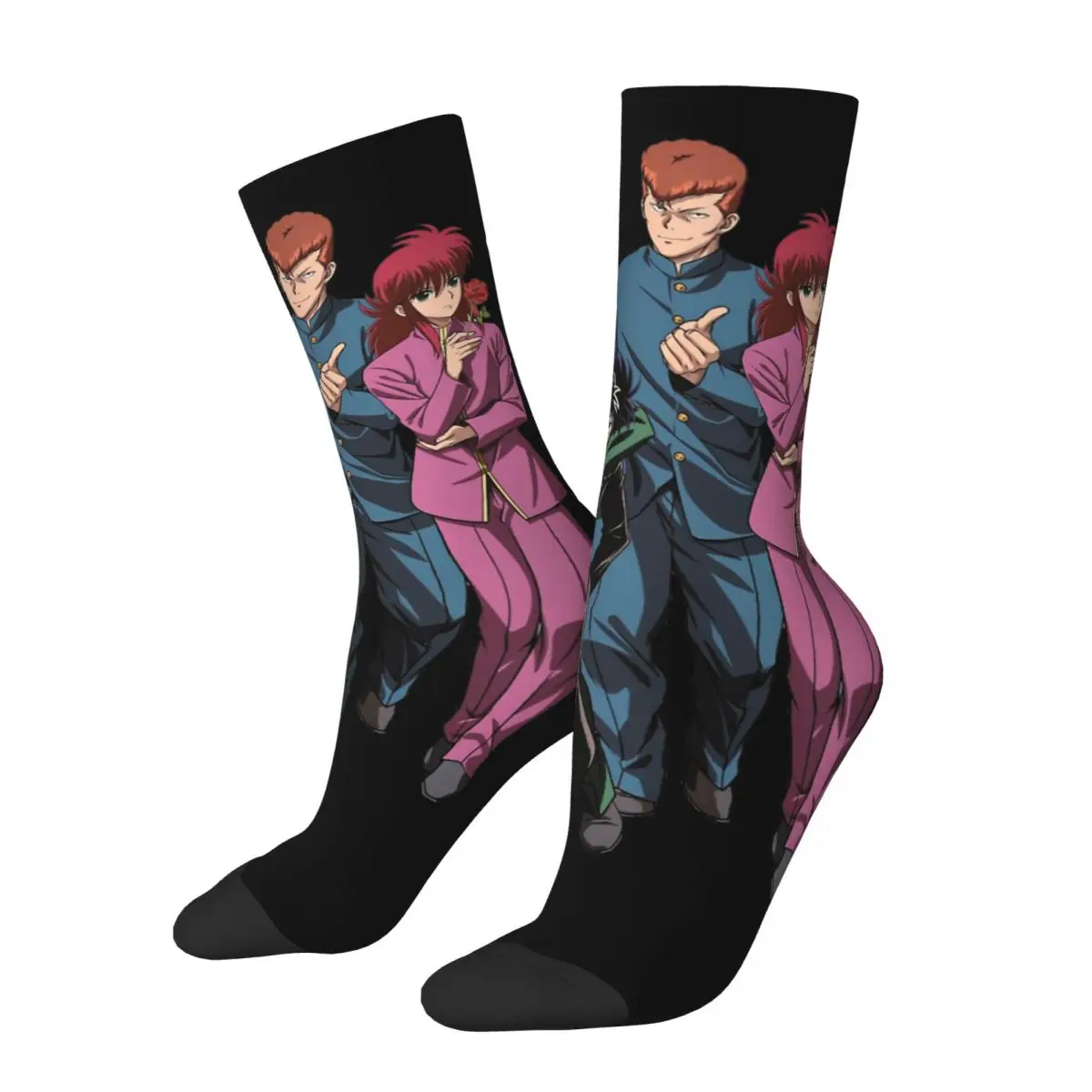 

Hiei и Urameshi Yuusuke сумасшедшие мужские Компрессионные носки унисекс Yu yu hakusho уличный стиль бесшовные забавные счастливые носки с принтом