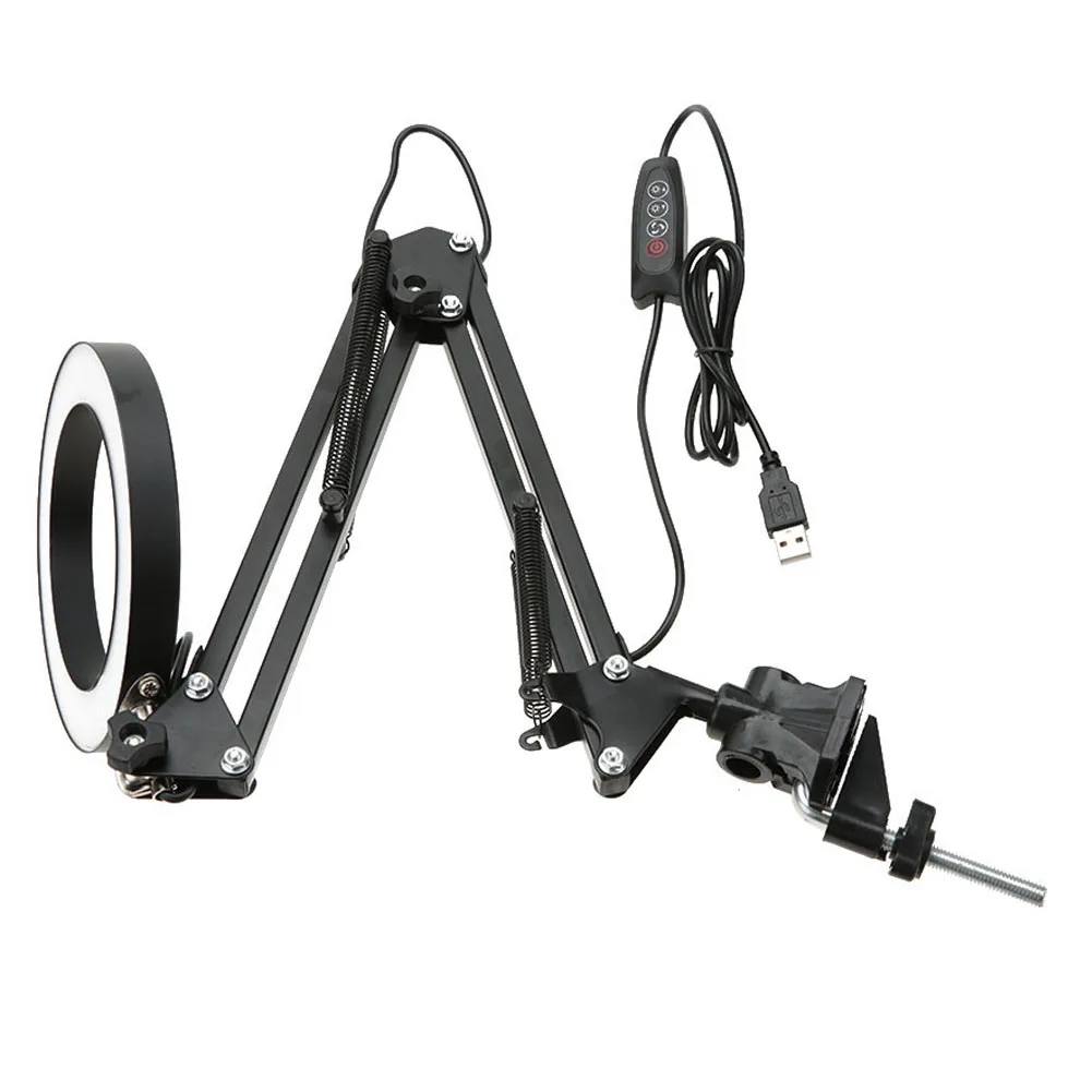 

Складная Настольная лампа Eyecare, гибкая лампа с поворотным рычагом и зажимом, USB, трехцветная настольная лампа, светильник с зажимом для татуи...