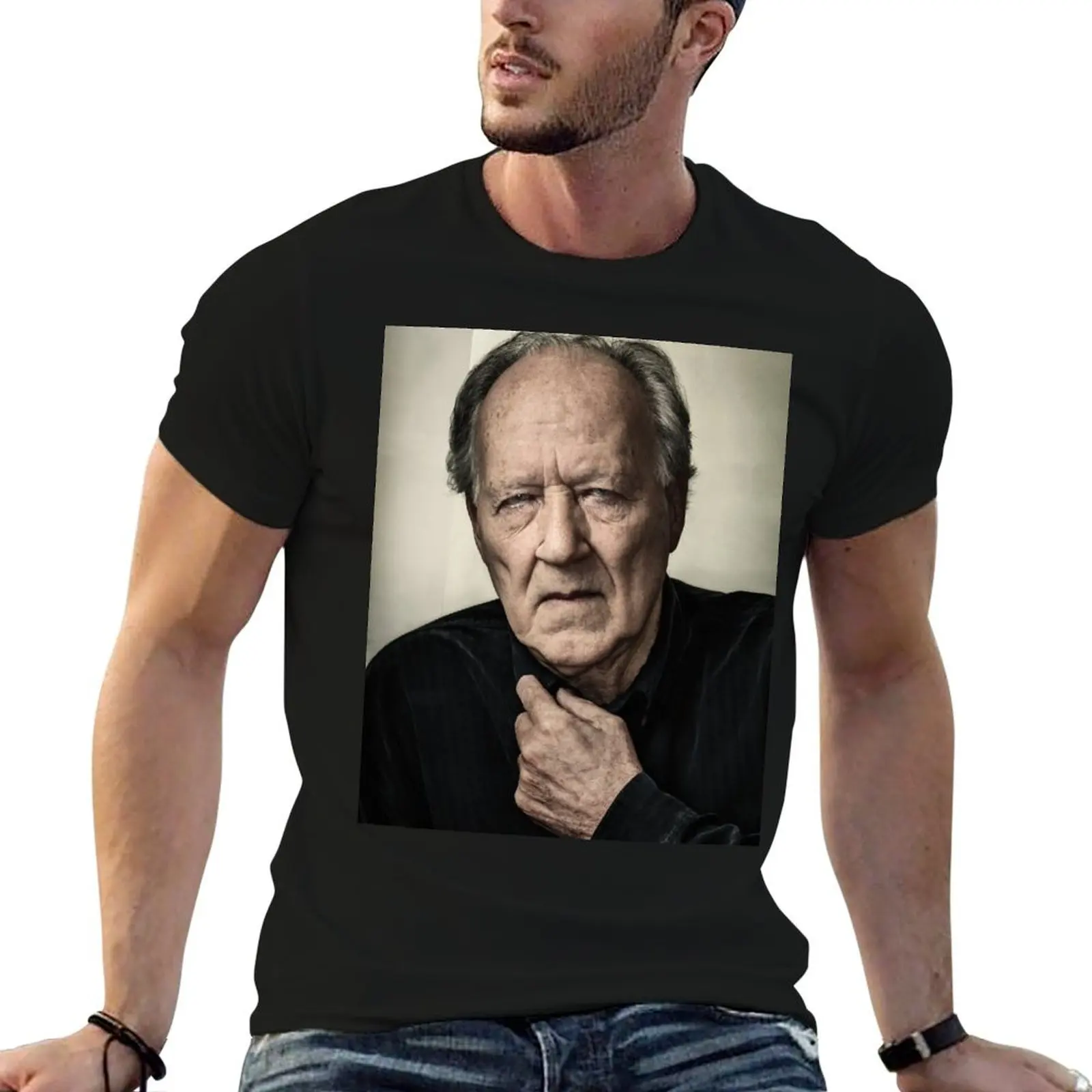 Фото Футболка Werner Herzog, мужская дизайнерская хлопковая футболка, 100% хлопок, винтажная футболка с графическим рисунком для мужчин №1