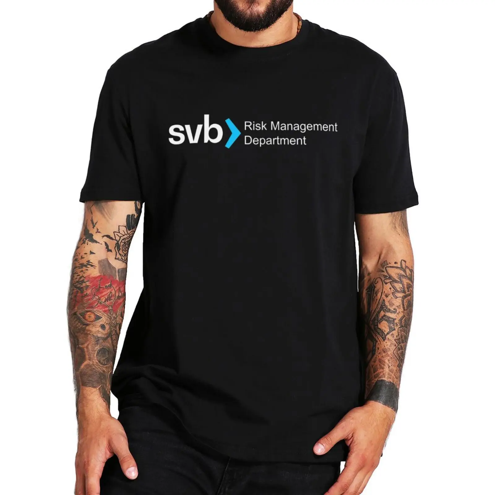 SVB Risk Management 2023 T Shirt Funny Finance Meme Humor Geek Short Sleeve EU Size O-neck 100% Cotton Unisex Casual Tee Tops